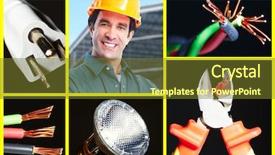  Presentation with electrical tools - Amazing theme having collage of electrical instruments tools backdrop and a tawny brown colored foreground