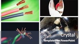  Presentation with electricity - Slide set with collage of electrical instruments tools background and a ocean colored foreground