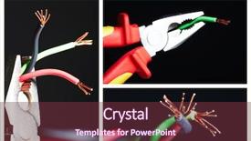  Presentation with electrical tools - Cool new PPT layouts with collage of electrical instruments tools backdrop and a tawny brown colored foreground