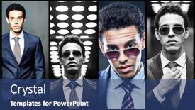  Presentation with collage - Slide deck enhanced with collage-of-elegant-man background and a ocean colored foreground