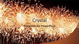  Presentation with fireworks - PPT theme having happy smiling girl and boy in bright summer clothes lying on a grass children background and a ocean colored foreground