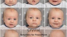  Presentation with newborn baby - Theme featuring collage-of-face-cute-newborn background and a coral colored foreground