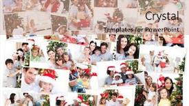  Presentation with families - PPT layouts featuring collage of families celebrating christmas background and a coral colored foreground