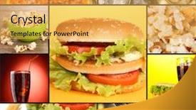  Presentation with fast food - Presentation enhanced with collage of fast food background and a yellow colored foreground