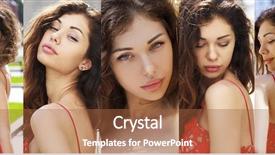  Presentation with faces - Audience pleasing PPT theme consisting of collage of female faces backdrop and a  colored foreground