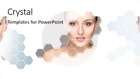  Presentation with plastic surgery - Colorful presentation theme enhanced with collage of female portraits healthy backdrop and a sky blue colored foreground