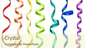  Presentation with ribbon green - Colorful PPT layouts enhanced with collage of festive colorful ribbons backdrop and a soft green colored foreground