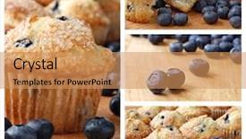  Presentation with muffins - Slide set consisting of collage of freshly baked blueberry background and a coral colored foreground