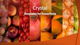  Presentation with abstract rainbow color prism - Presentation design consisting of collage of fruits of different background and a crimson colored foreground