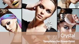  Presentation with collage - PPT theme having collage of gorgeous woman looking background and a coral colored foreground