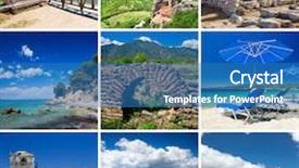  Presentation with rv travel - Slide set enhanced with collage of greece travel images background and a  colored foreground
