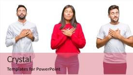  Presentation with people collage - Cool new PPT layouts with collage of group chinese indian backdrop and a coral colored foreground