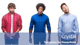  Presentation with african american men - Presentation theme with collage of group of african american and hispanic men over isolated background making fish face with lips crazy and comical gesture funny expression background and a ocean colored foreground