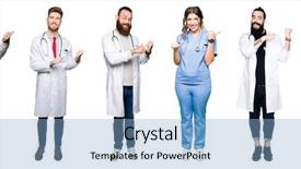  Presentation with people collage - Slides having collage of group of doctors background and a light blue colored foreground