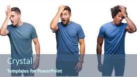  Presentation with african american men - Slide set with collage of group of hispanic and african american men over isolated background surprised with hand on head for mistake remember error forgot bad memory concept background and a ocean colored foreground