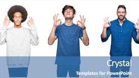  Presentation with cartoon black white people - PPT theme having collage of group of people background and a teal colored foreground