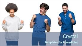  Presentation with people collage - Amazing PPT theme having collage of group of people backdrop and a  colored foreground