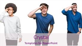  Presentation with cartoon black white people - Presentation design having collage of group of people background and a  colored foreground