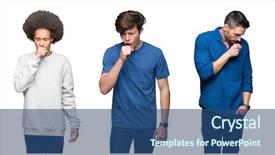  Presentation with 3d white people pushing - Cool new slide deck with collage of group of people backdrop and a ocean colored foreground