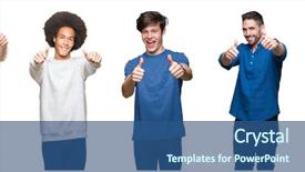  Presentation with people collage - Beautiful slide set featuring collage of group of people backdrop and a ocean colored foreground