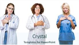  Presentation with women health - Presentation design featuring collage of group of professional background and a  colored foreground