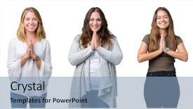  Presentation with praying hands - Theme with collage of group of three background and a  colored foreground