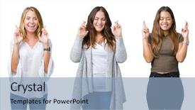  Presentation with three - Theme enhanced with collage of group of three background and a light blue colored foreground