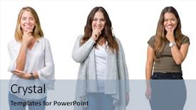  Presentation with women in the army - Slide deck consisting of collage of group of three background and a light blue colored foreground