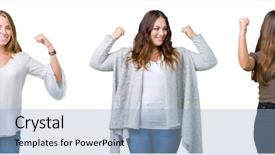  Presentation with women in the army - Beautiful theme featuring collage of group of three backdrop and a light blue colored foreground