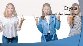  Presentation with rock music - Beautiful slide deck featuring collage of group of three backdrop and a light gray colored foreground