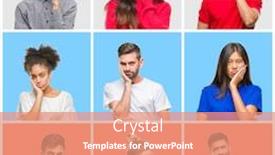  Presentation with people collage - PPT theme with collage-of-group-of-young background and a coral colored foreground