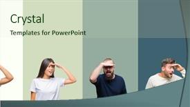  Presentation with collage of diversity people - Beautiful PPT theme featuring collage of group of young backdrop and a  colored foreground