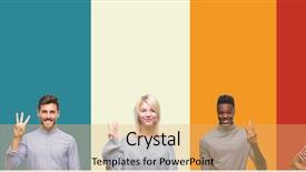  Presentation with young happy people smiling - PPT theme consisting of third space - collage of group of young background and a yellow colored foreground