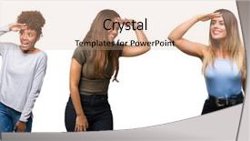  Presentation with far away - Colorful PPT theme enhanced with collage of group of young backdrop and a  colored foreground