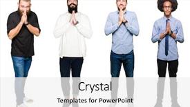  Presentation with praying hands - Colorful presentation theme enhanced with collage of group of young backdrop and a white colored foreground