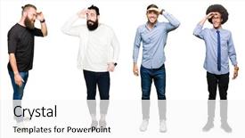  Presentation with virile young men - Audience pleasing presentation design consisting of collage of group of young backdrop and a  colored foreground