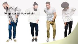  Presentation with backache - PPT theme consisting of collage of group of young men over white isolated background suffering of backache touching back with hand muscular pain background and a light gray colored foreground
