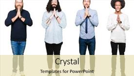  Presentation with praying hands - Audience pleasing slides consisting of collage of group of young backdrop and a soft green colored foreground