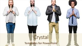  Presentation with virile young men - Colorful slide set enhanced with collage of group of young backdrop and a cream colored foreground