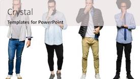  Presentation with bad breath - Slide set consisting of collage of group of young men over white isolated background smelling something stinky and disgusting intolerable smell holding breath with fingers on nose bad smells concept background and a light gray colored foreground