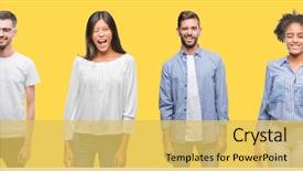  Presentation with women equality group of diverse - Slide deck consisting of collage of group people women background and a yellow colored foreground