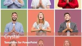  Presentation with colorful hands - Beautiful theme featuring collage of group people women and men over colorful isolated background begging and praying with hands together with hope expression on face very emotional and worried asking for forgiveness backdrop and a coral colored foreground