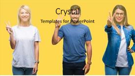  Presentation with men women are equal - Presentation theme having collage of group people women background and a yellow colored foreground