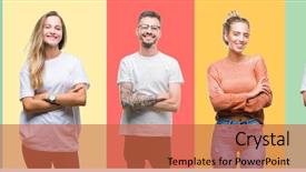  Presentation with employment law men women - Slides enhanced with collage of group people women background and a red colored foreground