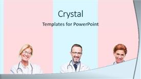  Presentation with collage medical - Colorful theme enhanced with collage of group professionals doctors backdrop and a sky blue colored foreground
