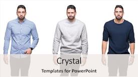  Presentation with metrics cloud collage business - Colorful presentation theme enhanced with collage of handsome business man backdrop and a sky blue colored foreground