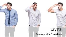  Presentation with far away - Slide set featuring collage of handsome business man background and a  colored foreground