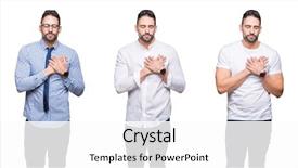  Presentation with collage - Slide deck with collage of handsome business man background and a  colored foreground