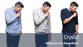  Presentation with collage - Beautiful PPT theme featuring collage of handsome business man backdrop and a ocean colored foreground