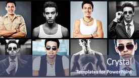  Presentation with latino - Slide deck with collage of handsome guy background and a  colored foreground
